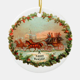 Alte Weihnachten, Neues Jahr, Coach Keramikornament
