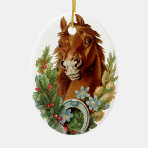 Alte Weihnachten, Pferd Keramikornament