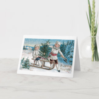Alte Weihnachten, Schlitten Feiertagskarte
