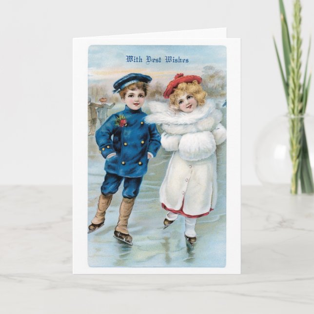 Alte Weihnachten, Skaten rink Feiertagskarte (Vorderseite)