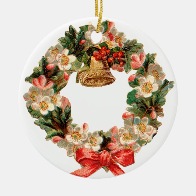Alte Weihnachten, Weihnachtskranz Keramik Ornament (Vorne)