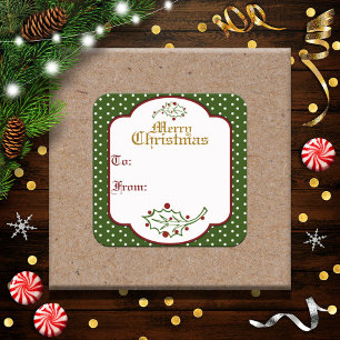 Alte Weihnachts-Geschenkanhänger-Aufkleber Quadratischer Aufkleber