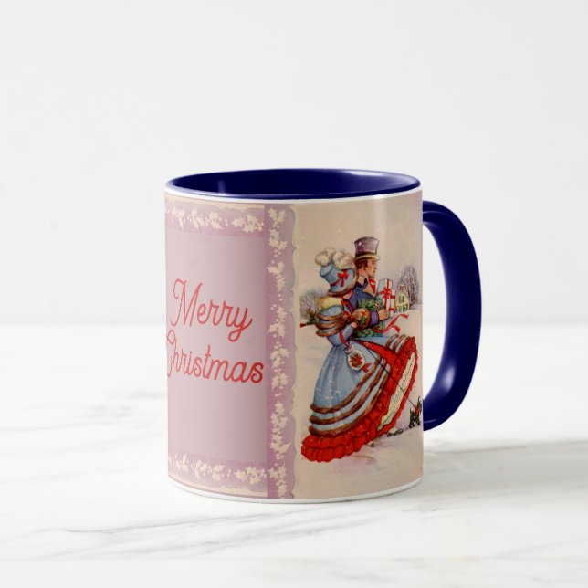 Alte Weihnachts-Shopping-Tasse Tasse (VorderseiteRechts)