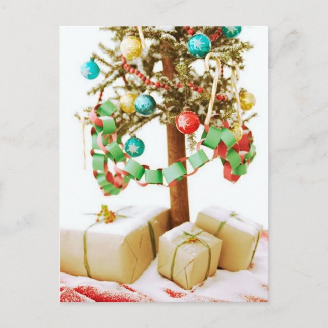 Alte Weihnachtsbaumkarten und Sticker Feiertagspostkarte (Vorderseite)