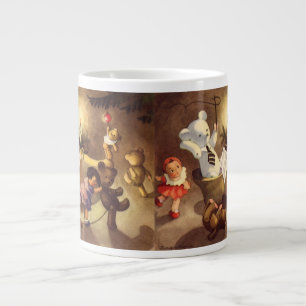 Alte Weihnachtsfiguren, tanzende Puppen, Teddybäre Jumbo-Tasse