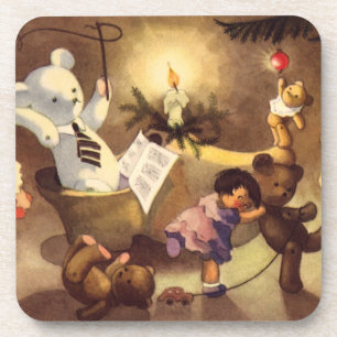 Alte Weihnachtsfiguren, tanzende Puppen, Teddybäre Untersetzer