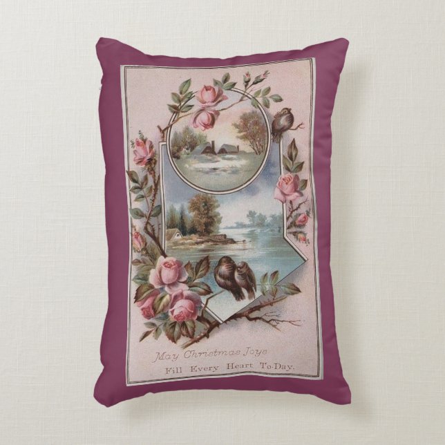 Alte Weihnachtsgeburten Rose Landschaft Saison Dekokissen (Vorderseite(Vertikal))