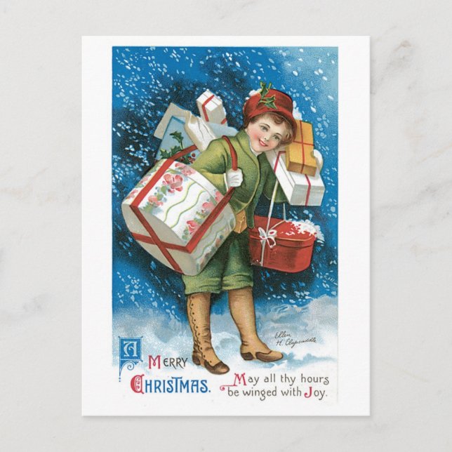 Alte Weihnachtsgeschenke Feiertagspostkarte (Vorderseite)