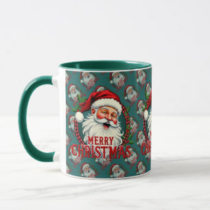 Alte Weihnachtsillustration mit Santa - Frohe Weih Tasse