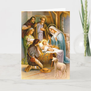 Alte Weihnachtskrippe Feiertagskarte