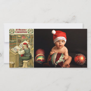 alte Weihnachtsmann-Listen-Photokarten Feiertagskarte