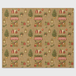 Alte Weihnachtsmarkt-Warm-Taupe-Verpackungspapier Geschenkpapier