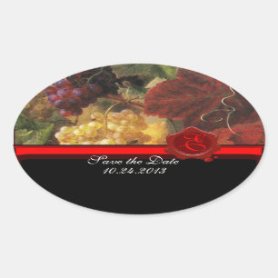 ALTE WEINRÜSTE PARTY, ROTES WAX SIEGEL OVALER AUFKLEBER