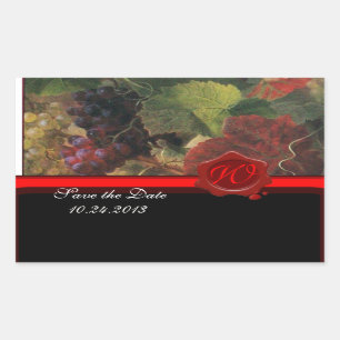 ALTE WEINRÜSTE PARTY, ROTES WAX SIEGEL RECHTECKIGER AUFKLEBER