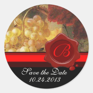ALTE WEINRÜSTE PARTY, ROTES WAX SIEGEL RUNDER AUFKLEBER