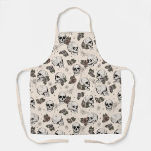 Alte, weiße Gotische Möwen und Rose Schürze