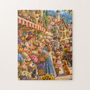 Alte-Welt-Blumenmarkt-Rätsel Puzzle