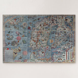 Alte Welt Carta Marina Karte Puzzle