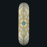 Alte Welt dekoratives Fliesenmuster Skateboard<br><div class="desc">Ein Chariklia Zarris Schaffen,  dieser alte Weltprint bietet ein dekoratives Fliesenmuster mit blau und gold auf beige Hintergrund. Ich würde ein großartiges Geschenk für Fans von Blume und Pastelldrucken machen!</div>