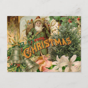 Alte Welt Grüner Weihnachtsmann Weihnachtscollage Feiertagspostkarte