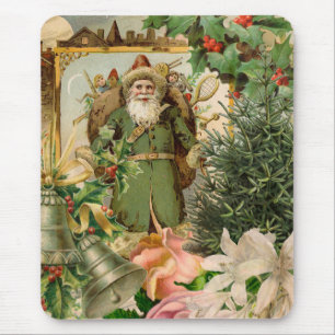 Alte Welt Grüner Weihnachtsmann Weihnachtscollage Mousepad