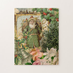 Alte Welt Grüner Weihnachtsmann Weihnachtscollage  Puzzle