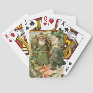 Alte Welt Grüner Weihnachtsmann Weihnachtscollage Spielkarten