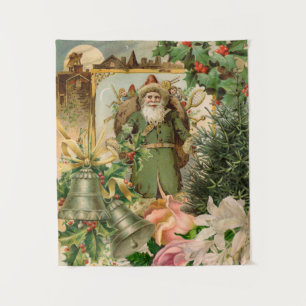 Alte Welt Grüner Weihnachtsmann Weihnachtscollage Wandteppich
