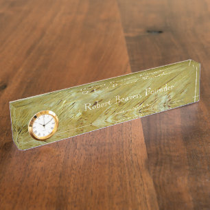 Alte Welt Marmor Schreibtisch Namensschild mit Uhr Namensplakette