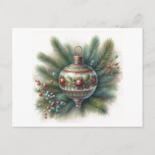 Alte-Welt-Nostalgie mit Tannen-Weihnachtsbaumschmu Postkarte