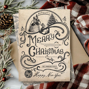Alte Welt Vintage Frohe Weihnachten Dickens
