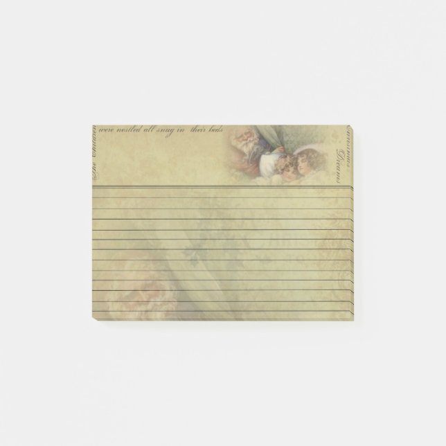 Alte Welt Weihnachtsmann und schlafende Kinder kle Post-it Klebezettel (Vorderseite)