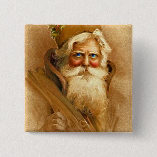Alte Welt Weihnachtsmann, Vintages viktorianisches Button (Vorderseite)