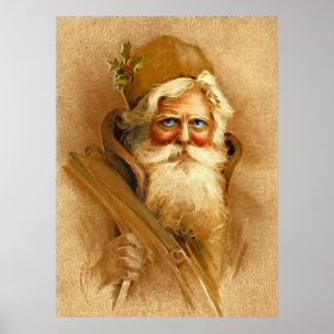 Alte Welt Weihnachtsmann, Vintages Viktorianisches Poster