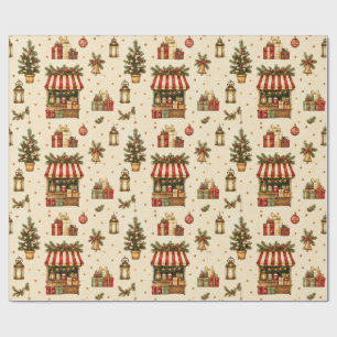 Alte Welt Weihnachtsmarkt Creme Geschenkpapier