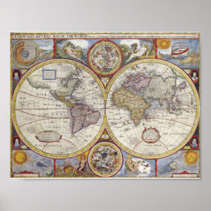 Alte Weltkarte 1626 Poster