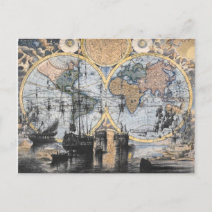 Alte Weltkarte - Auf See Postkarte