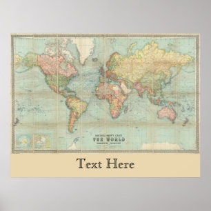 Alte Weltkarte Bartholomews Diagramm der Welt Poster
