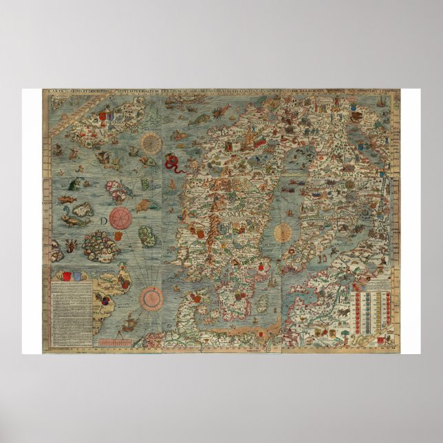 Alte Weltkarte Carta Marina Poster (Vorne)