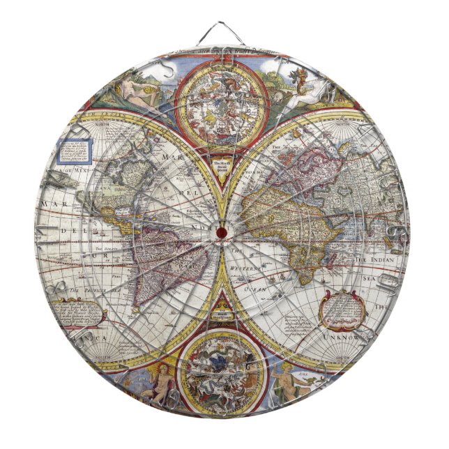 Alte Weltkarte Dartscheibe (vorne)