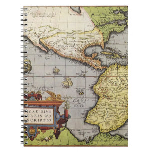 Alte Weltkarte der Amerikas, 1570 Notizblock