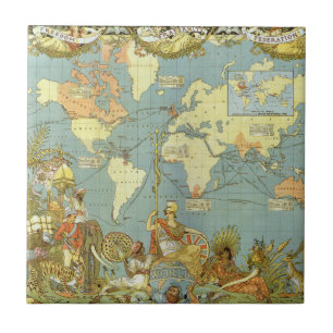 Alte Weltkarte des Britischen Empires, 1886 Fliese