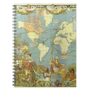 Alte Weltkarte des Britischen Empires, 1886 Notizblock