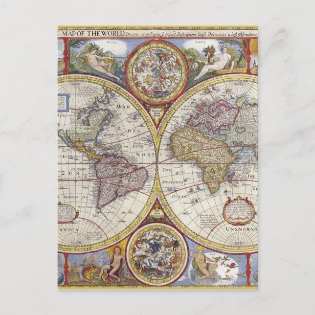 Alte Weltkarte Postkarte (Vorderseite)