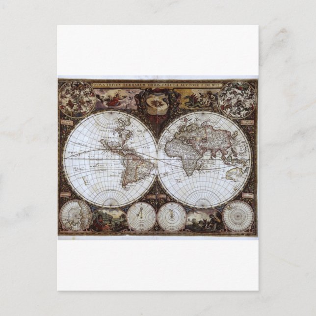Alte Weltkarte Postkarte (Vorderseite)