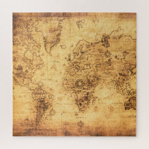 Alte Weltkarte: Verfärbtes Pergament Vintage Puzzle