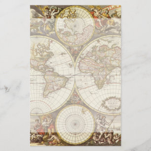 Alte Weltkarte von Frederick de Wit, c. 1680 Briefpapier