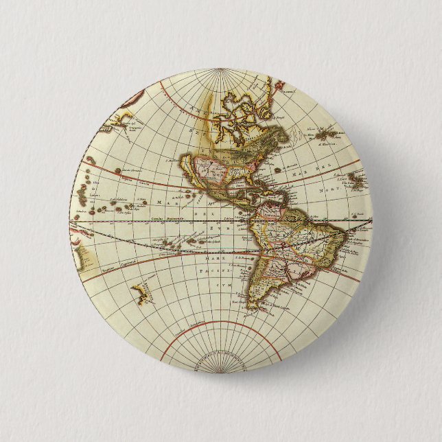 Alte Weltkarte von Frederick de Wit, c. 1680 Button (Vorderseite)