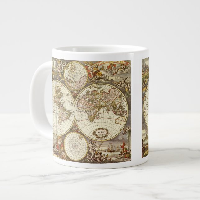 Alte Weltkarte von Frederick de Wit, c. 1680 Jumbo-Tasse (Vorderseite Links)