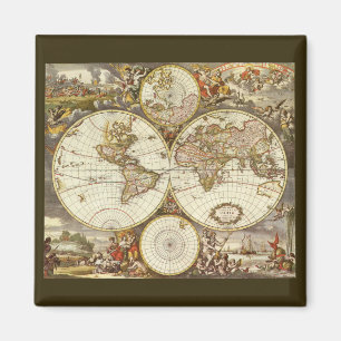 Alte Weltkarte von Frederick de Wit, c. 1680 Magnet